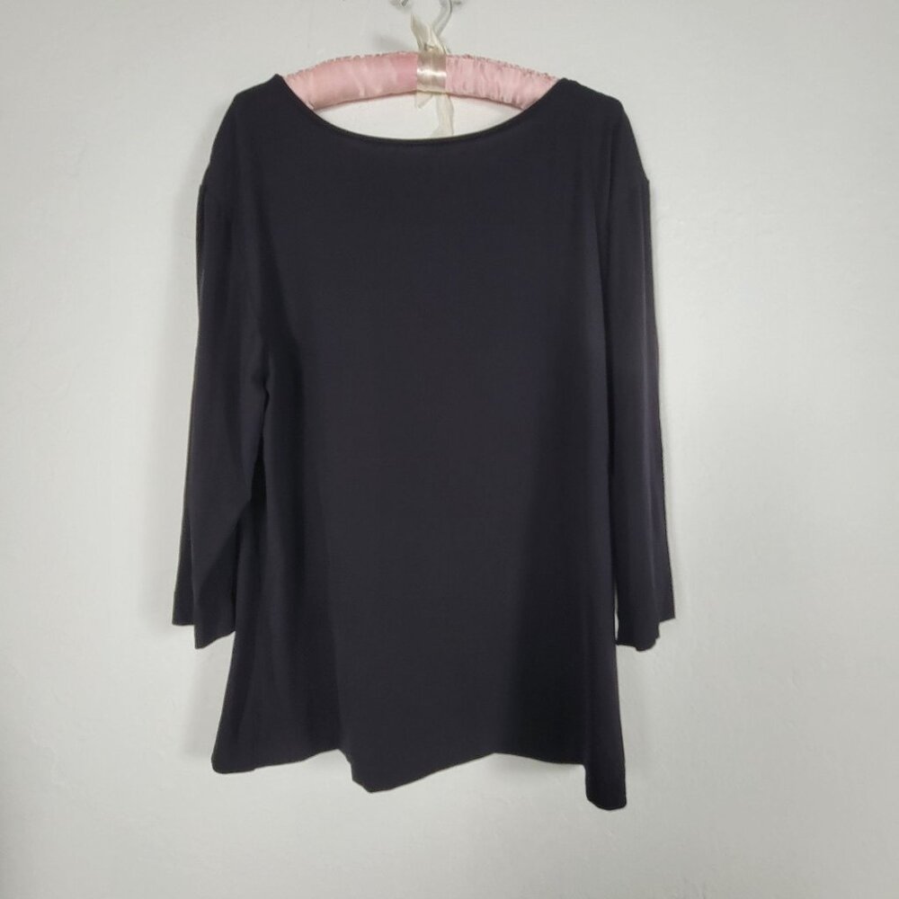 Boss Hugo Boss Womens Black 3/4 Sleeve Top Large Editorial Style Stretch New